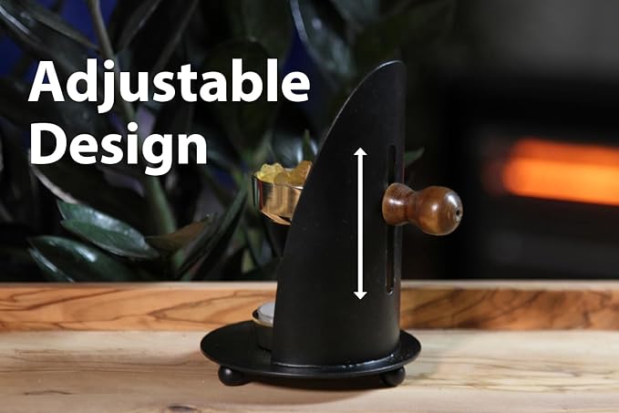 Incense Burner, Black and Gold Incense Holder - Tea Light Candle or Charcoal Resin Heated. for Home Decor, Beautiful Adjustable Design, Spiritual Gifts, Offering Calming Atmosphere