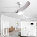Sofucor 52 Inch Ceiling Fan with Light, Outdoor White Ceiling Fan with Lights Remote Control Airflow 6000CFM 3 CCT Dimmable 3-Timer ABS 3 Blades Reversible DC Motor for Living Room Bedroom Patio