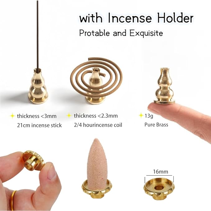 Incense Cone Holder, Pure Brass Incense Burner, Bakhoor Burner, Cone Incense Burner, Incense Holder for Bakhoor Sticks Coil Incense, Upgrade