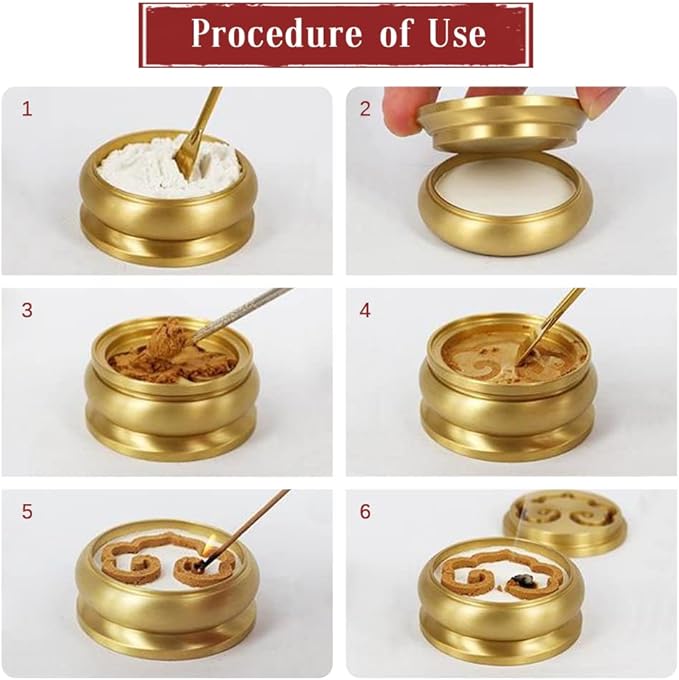 3 in 1 Mini Brass Incense Burner and Ash Press - Incense Making Tool Kit for DIY Fragrance Accessories - Jade