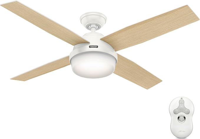 Hunter Dempsey, Indoor, Ceiling Fan, Modern, Quiet, 52 inch, Fresh White