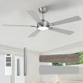 OPONL Ceiling Fan with Light, Ceiling fan with Light and Remote Control, Reversible, 6CCT, Dimmable, Noiseless, Ceiling Fan for Bedroom, Indoor/Outdoor Use, Nickel, 52 inch, Classic