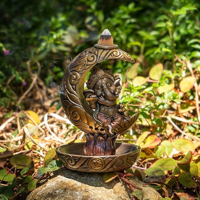 Pacific Giftware Ganesha Backflow Incense Holder with Celestial Design