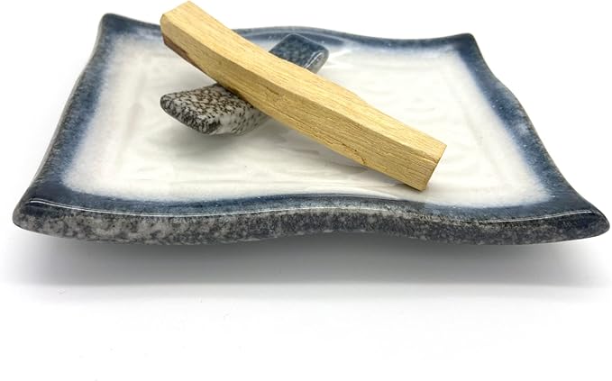 TOBOHU Skyline Rectangle Ceramic Palo Santo Holder, Wood Incense Stick Burning Bowl, Ceramic Burner for Palo Santo Sticks