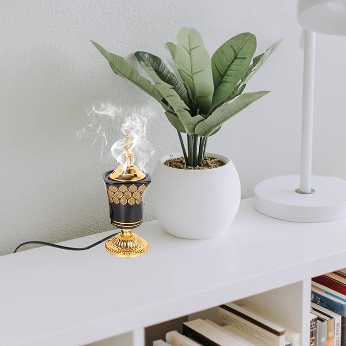 Amosfun Electric Incense Burner Arabian Style Censer Home Office Tabletop Decor Yoga Spa Aroma Ornament US Plug