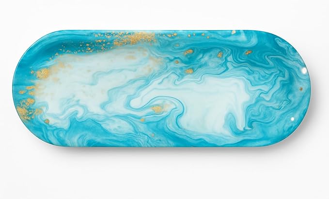 TOSQP27 Handmade Wooden Incense Holder for Sticks – Ocean Wave Resin Art Tray | Handcrafted Ash Catcher for Meditation, Yoga & Aromatherapy | Home Decor Wooden Incense Burner Gift for Adults