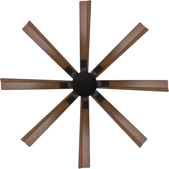 Modern Forms Size Matters Indoor and Outdoor 8-Blade 56in Smart Ceiling Fan in Matte Black/Distressed Koa with Remote Control