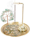Crystal Tree Joss Stick Incense Holder,Ash Fly Proof Incense Burner-Incense Holder for Sticks Ash Catcher for Yoga, Meditation and Home Decor(Green Tree -17cm)