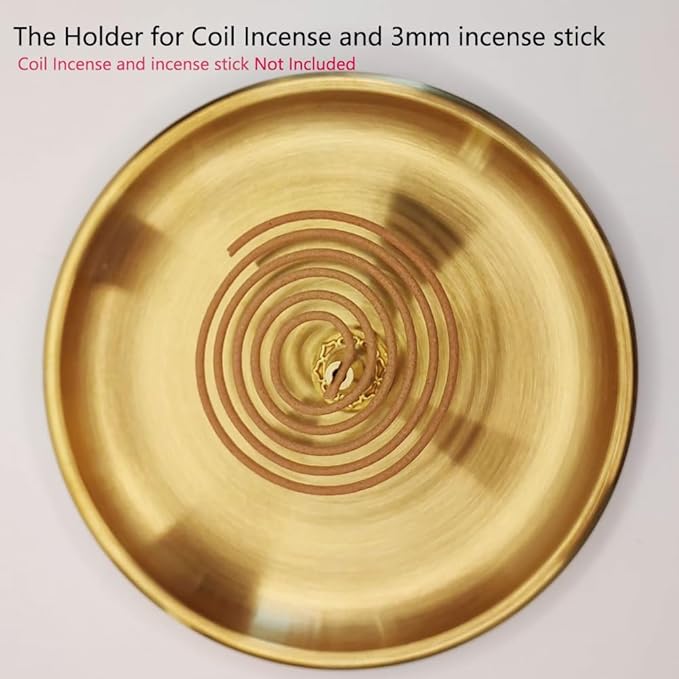 5in1 Incense Holder, Palo Santo Incense Burner, Sage Holder, Incense Burner for Incense Sticks Coil Cones,5.5 inches Ash Catcher for Meditation Yoga Room Home Decor (Brass)