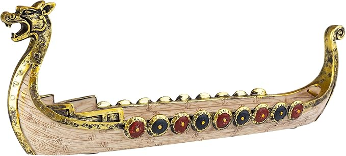 Comeon Retro Incense Burners Traditional Chinese Design Dragon Boat Incense Stick Holder Burner Hand Carved Carving Censer Ornaments (Gold)