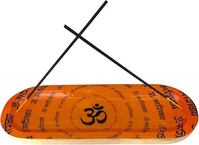 Govinda - Incense Burner Stick Holder Ash Catcher Wooden Handmade Modern Gift Wood Home Decor Size 12 X 4 Inches, OM Design (OM)