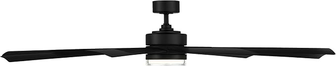 Wynd XL Smart Indoor and Outdoor 9-Blade Ceiling Fan 72in Matte Black with 2700K LED Light Kit and Remote Control worksworks with Alexa and iOS or Android App