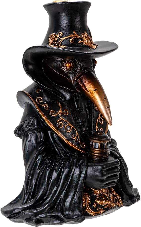 Pacific Giftware Dr. Plague Backflow Burner Gothic Resin Holder with Intricate Gold Accents Ideal for Aromatherapy Gift and Unique Home Decor 7.01" Tall
