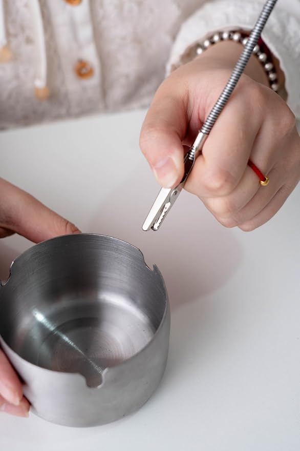 Modern Incense Holder with Flexible Metal Stand, Silver Ash Collector Base, Minimalist Design for Home Meditation and Aromatherapy.(Silver + Clip)