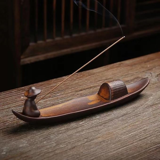 Incense Holder-Incense Burner-Home Ash Catcher Fisherman's Fishing Boat Incense Holder Home Decor (Ceramic)
