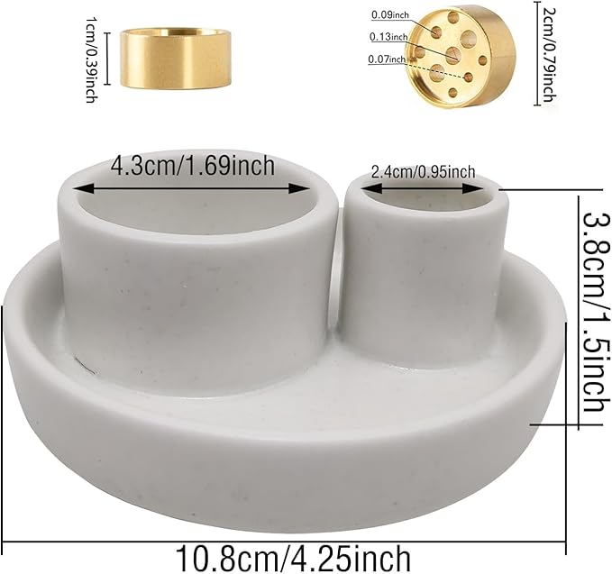 4 in 1 Incense Holder, Ceramic Incense Stick and Palo Santo Holder,Sage Holder for Burning- 4.25" Ceramic Ash Catcher Tray for Meditation and Yoga Room (White)