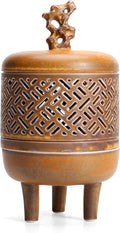 Antique Incense Holder Ceramic Incense Burner Chinese Tripod Stove Ding for Cone, Stick and Coil Incense for Yoga, SPA, Meditation
