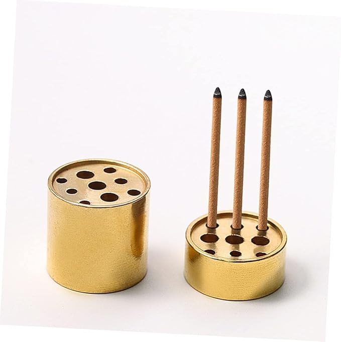 VOSAREA 4pcs Copper Incense Holders, 9-Hole Multi-Hole Incense Stick Bases, Small Retro Copper Burner Accessories for Meditation Room, Yoga Studio & Home Decor