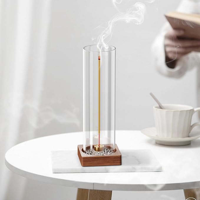 2 Pack Incense Holder for Sticks, Insence-Stick Holder Ash Catcher with Removable Glass, Anti-Ash Flying Mess-Free Incense Burner, Perfect for Meditation Yoga Relaxation, Home Decor