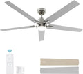 60 Inch Brushed Nickel Ceiling Fan with Light and Remote Control | 6 Speeds Reversible,Dimmable LED,3CCT,5 Blades,Quiet DC Motor Ceiling Fans for Indoor or Covered Outdoor Use