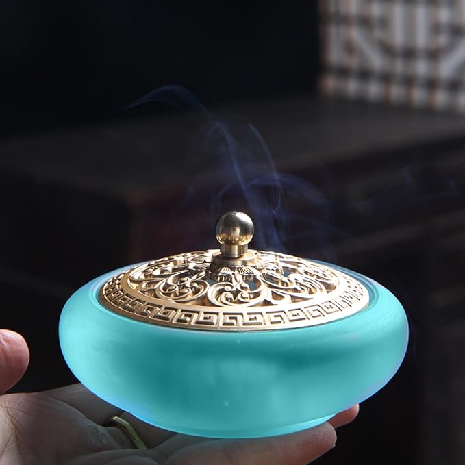 Powder Incense Burner Kit with Brass Censer, Incense Ash Tools and Mold Press Set, Complete Gift Box for Meditation, Yoga and Home Relaxation