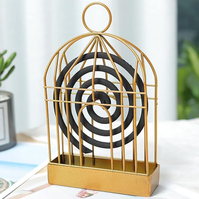 Portable Metal Mosquito Coil Holder Incense Holder Retro Incense Coil Burner, Hanging Bird Cage Outdoor Home Garden Decor for Bar Courtyard Office Desktop