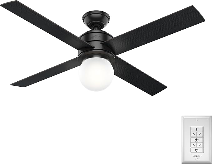 Hunter Hepburn, Indoor, Ceiling Fan, with LED Light, 52 inch, Matte Black