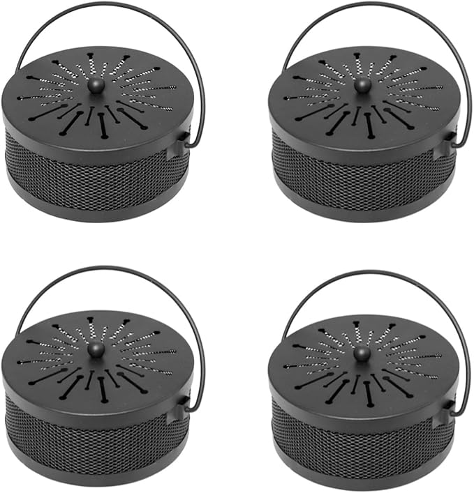 4 Pieces Mosquito Coil Holder - Incense Burner for Indoor Outdoor Camping Use - Portable Mosquito Repellent Holder (Black Classic)