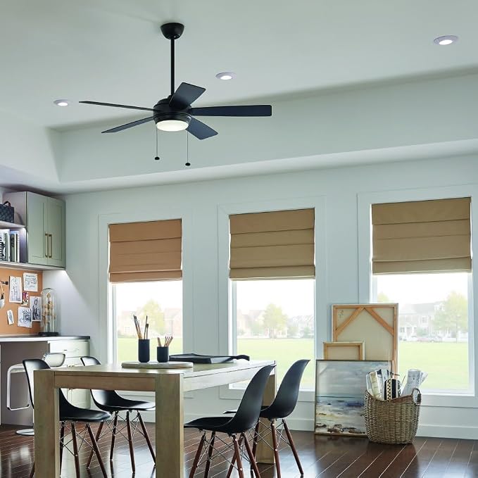 Kichler Starkk 52 in 5-Blade Ceiling Fan with LED Light, Modern Indoor Fan with Etched Cased Opal Glass in Polished Nickel, Reversible Silver and Walnut Blades, 330174PN