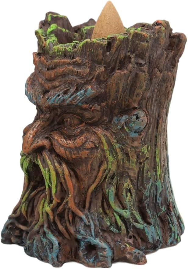 Ebros Gift Magical Forest Mystic Cernunnos Greenman Ent Backflow Incense Cone Burner Statue 3.25" H Aromatherapy Scent Accessory Holder As Celtic Wiccan Horned God Home Decor Tree Spirit Sculpture