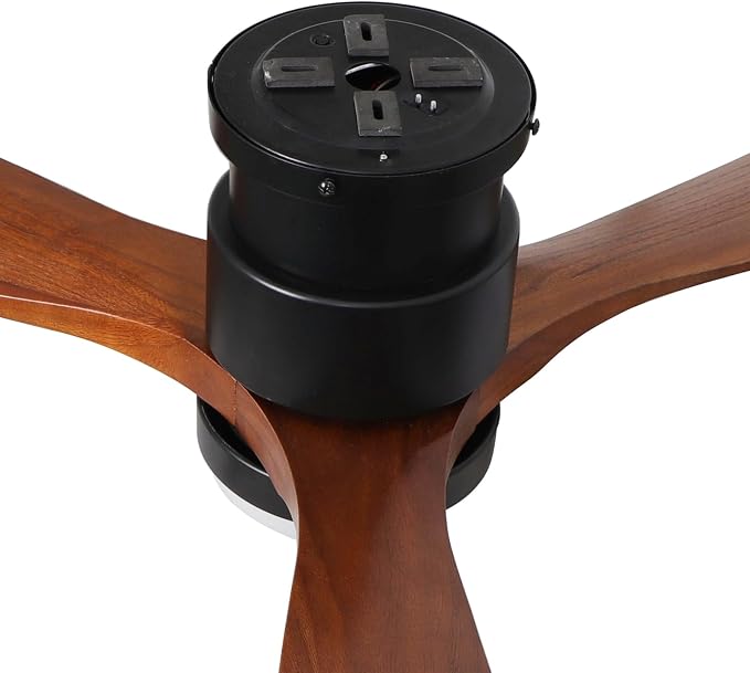 52" Dark Brown Ceiling Fan Flush Mount with Lights and Remote Control