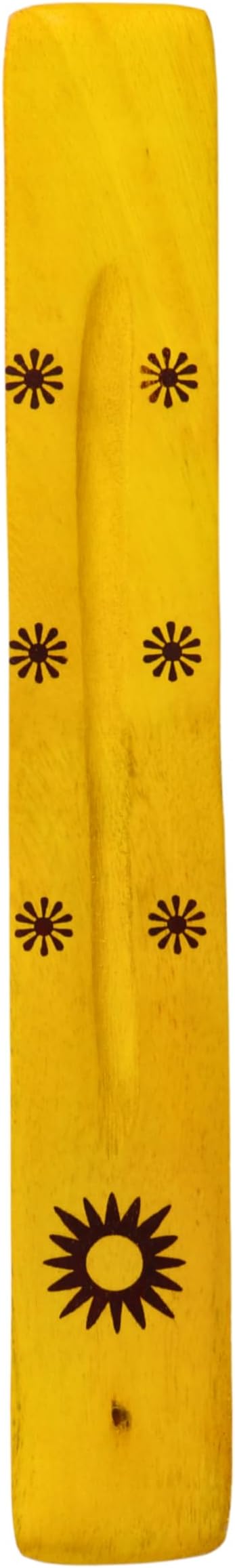 Hosley Set of 6 Wooden Incense Burners, Yellow 10" Long, Ideal Home Decor, Room Decor & Kitchen Decor, for Wedding, Aromatherapy, Zen, Spa, Reiki, Meditation