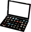 Frebeauty 40 Grid Earring Organizer,Velvet Jewelry Tray with Clear Lid | Drawer Jewelry Organizer for Rings Studs Beads,Adjustable Dividers,Dustproof,Earring Storage,Trinket Box,13.8×9.5Inches