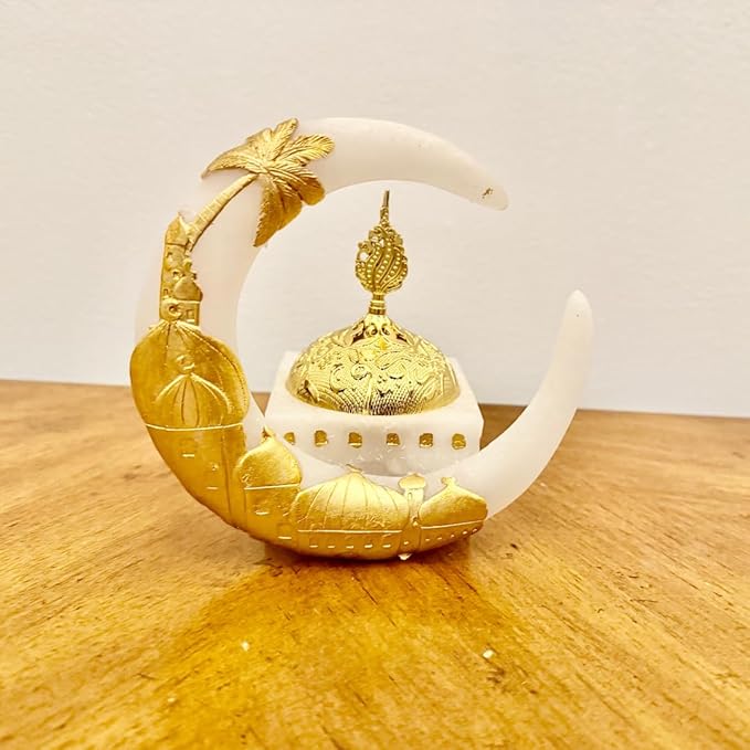 Premium Bakhoor Burner Gold/White – Elegant Decorative Incense Holder for Home & Ramadan Use (Hilal Gold)