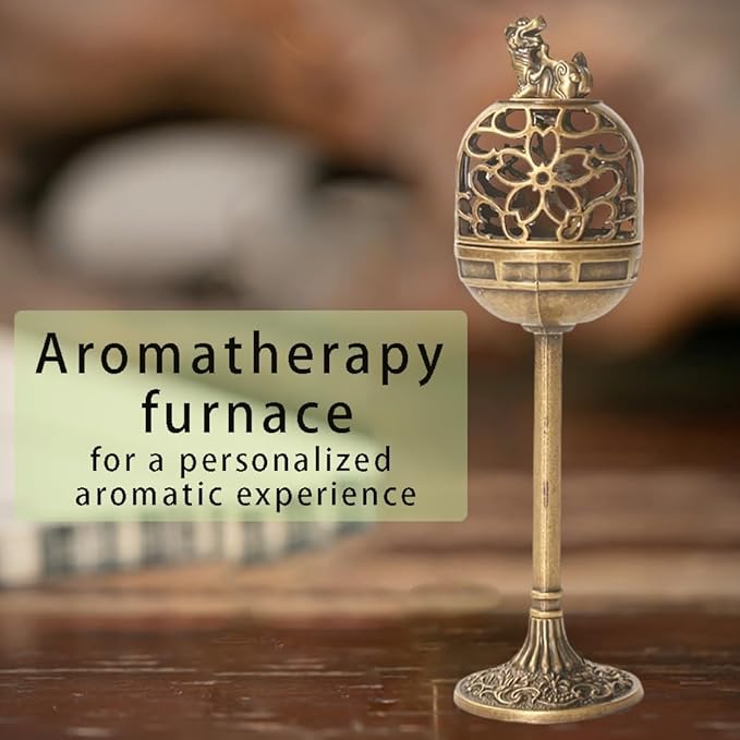 OULIGET High Leg Incense Burner,Carved Bronze Censer Frame,Meditation Small Tall Incense Burner Rack,Incense Holder Bakhoor Burner. Trumpet
