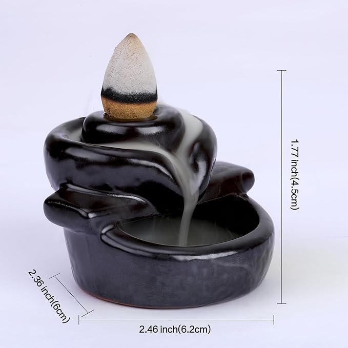 Mini Backflow Incense Holder Waterfall Incense Burner, Incense Cone Holder, Aromatherapy Ornament Home Decor for Meditation Yoga Office