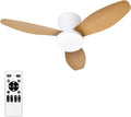 Small Ceiling Fan with Light and Remote, 32'' Flush Mount, 6 Speeds | Reversible Quiet DC Motor,Modern,3 Blades,Dimmable LED,Adjustable Color Temperature,Timer for bedroom Kitchen indoor outdoor