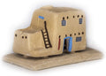 Incienso de Santa Fe - Casa de Adobe Natural Wood Incense Burner, Includes 20 Piñon Incense Bricks - Made in The USA