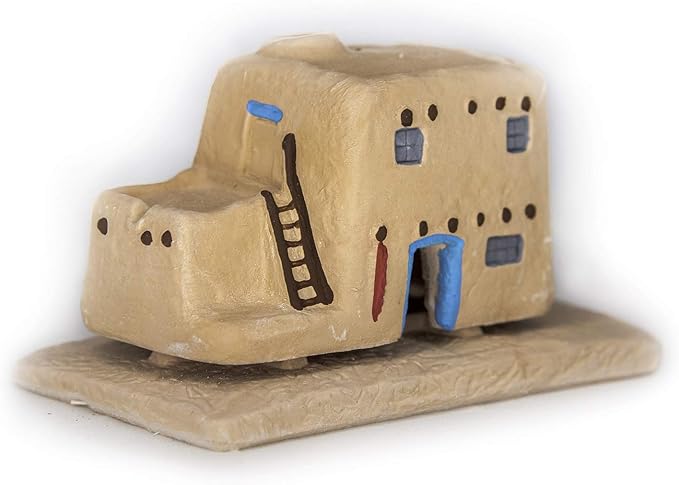 Incienso de Santa Fe - Casa de Adobe Natural Wood Incense Burner, Includes 20 Piñon Incense Bricks - Made in The USA