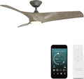 Modern Forms Zephyr 3 Blade 52 in. Indoor and Outdoor Smart Downrod Ceiling Fan with Remote Control - Integrated LED Selectable 4CCT 2700K-3000K-4000K-5000K - Graphite/Weathered Wood
