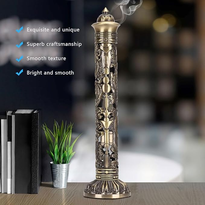 Incense Stick,Bronze Dragon Phoenix Relief Vertical Incense Incense Stick Holder Incense Stick Stand Tea Room Decoration Ornaments