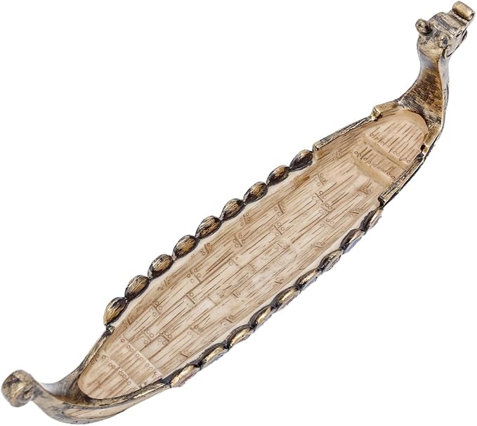 Comeon Retro Incense Burners Traditional Chinese Design Dragon Boat Incense Stick Holder Burner Hand Carved Carving Censer Ornaments (Brown)