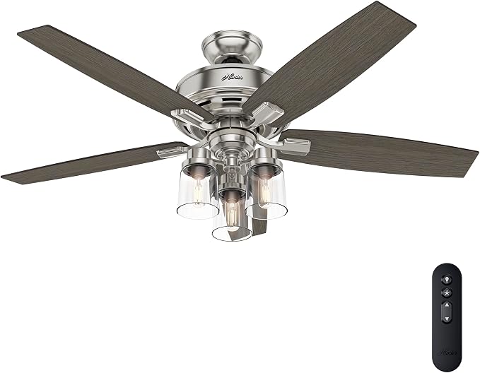 Hunter Bennett, Indoor, Ceiling Fan, Quiet, 52 inch, Brushed Nickel