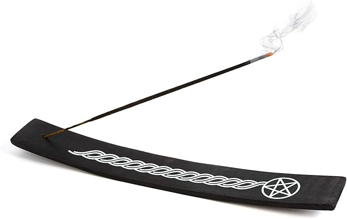 Incense Garden Wooden Incense Holder for Sticks Pentacle Black Painted Wood 10 inches Long