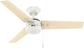 Hunter Cassius, Outdoor or Indoor, Ceiling Fan, 44 inch, Fresh White | Covered patios and porches get a no-light design, droop-free blades, and compact scale for offices or small rooms.