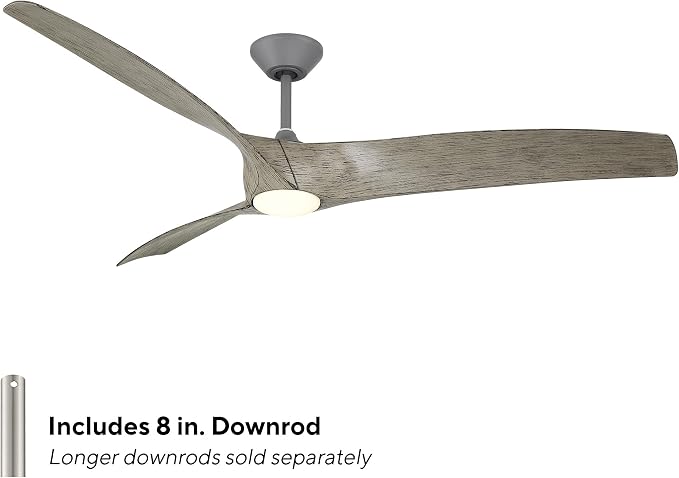 Modern Forms Zephyr 3 Blade 72 in. Indoor and Outdoor Smart Downrod Ceiling Fan with Remote Control - Integrated LED Selectable 4CCT 2700K-3000K-4000K-5000K - Graphite/Weathered Wood