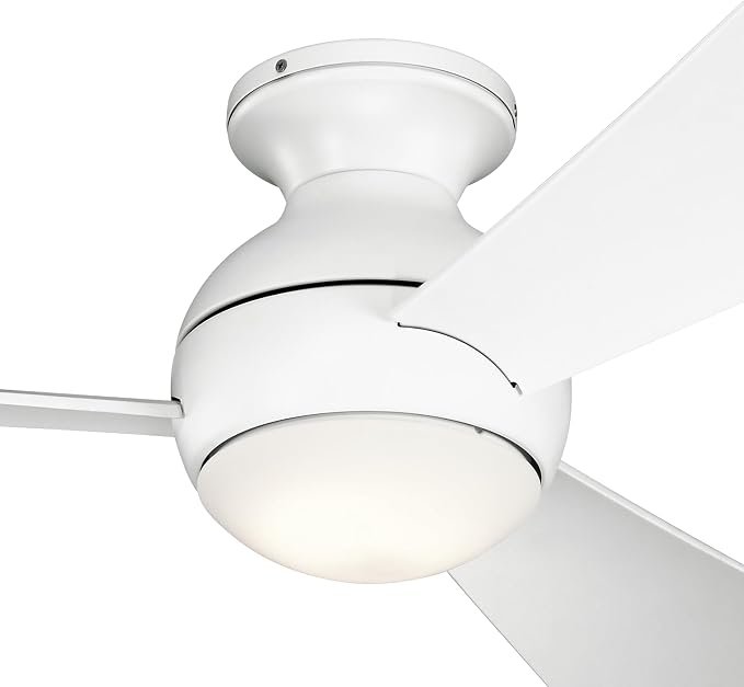 Kichler 330152MWH 54 Inch Sola Ceiling Fan LED, 3 Speed Wall Control Full Function, Matte White Finish with Matte White Blades