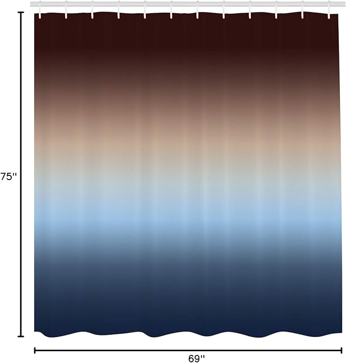 Ambesonne Ombre Shower Curtain, Arrangement with Gradual Color Change Modern Ornamentation Abstract Illustration, Cloth Fabric Bathroom Decor Set with Hooks, 69" W x 75" L, Blue and Brown