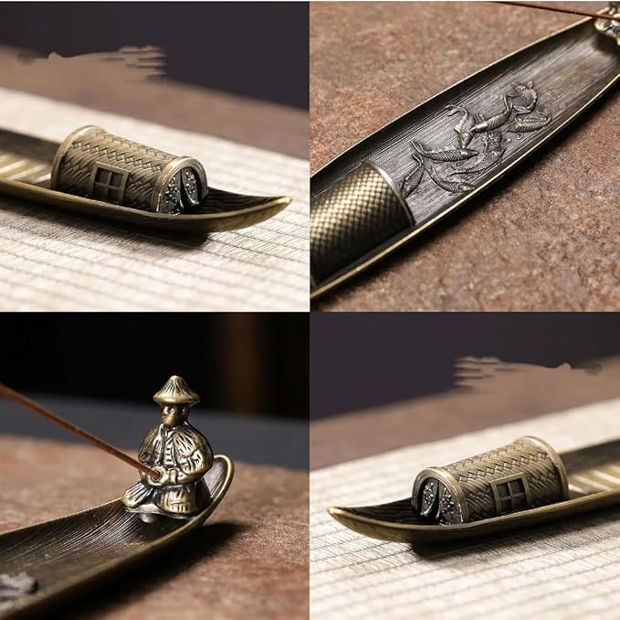 Incense Holder-Incense Burner-Home Ash Catcher Fisherman's Fishing Boat Incense Holder Home Decor (Ceramic)