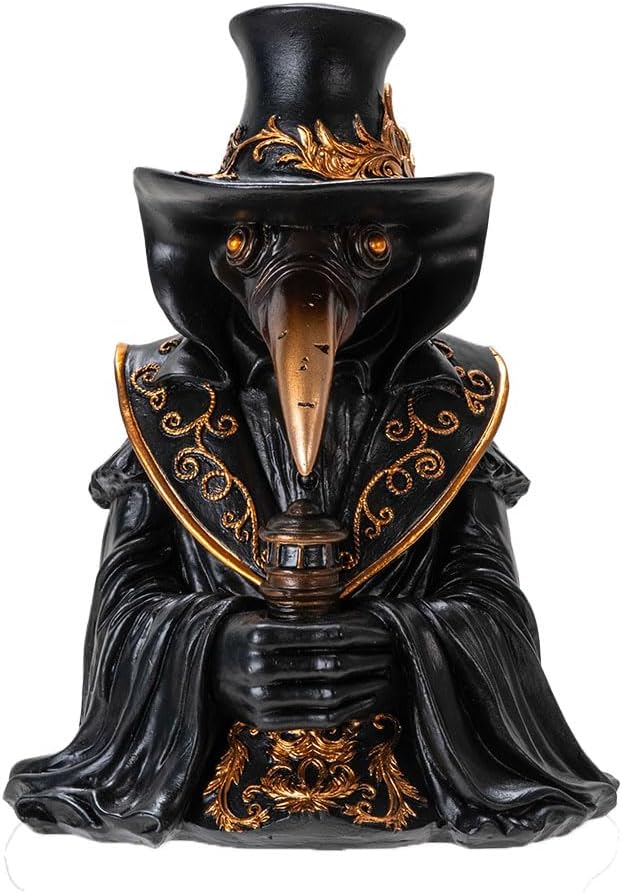Pacific Giftware Dr. Plague Backflow Burner Gothic Resin Holder with Intricate Gold Accents Ideal for Aromatherapy Gift and Unique Home Decor 7.01" Tall